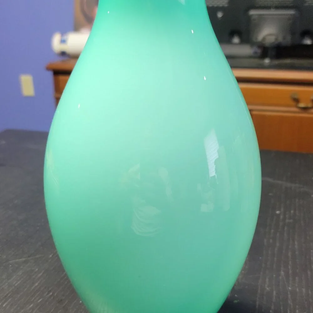 Crate & Barrel Splash Vase In Blue Green Salt Made in Poland